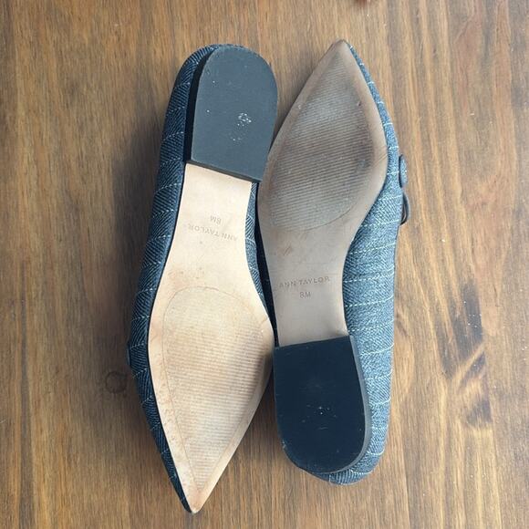 Ann Taylor Luann Grey White Pinstripe Pointed Toe Loafer - Picture 6 of 7